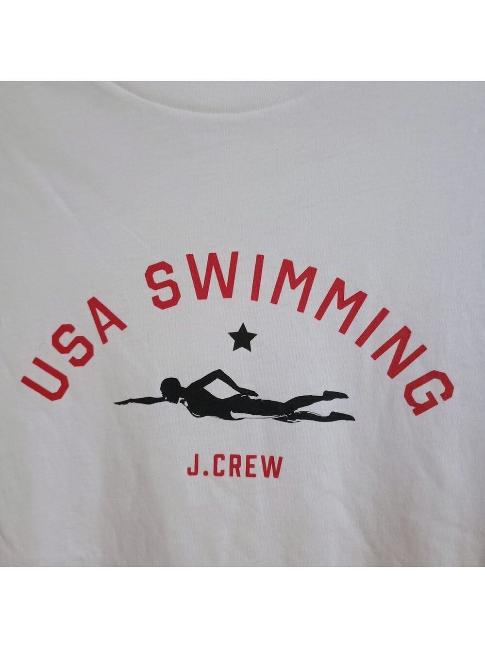 NWT J. Crew White Short Sleeve Tee with USA Swimming Graphic Preppy Size XXL 2XL - Picture 4 of 6